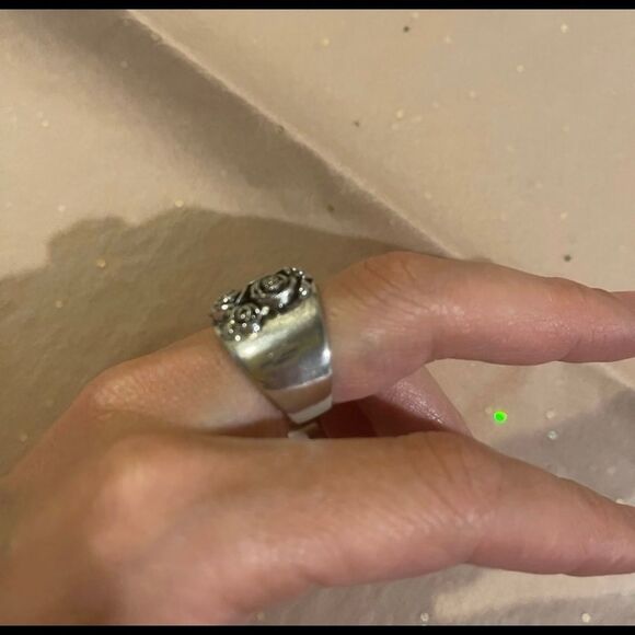 Silver Roses Flower Vintage Ring size 6, 8 - Picture 5 of 6